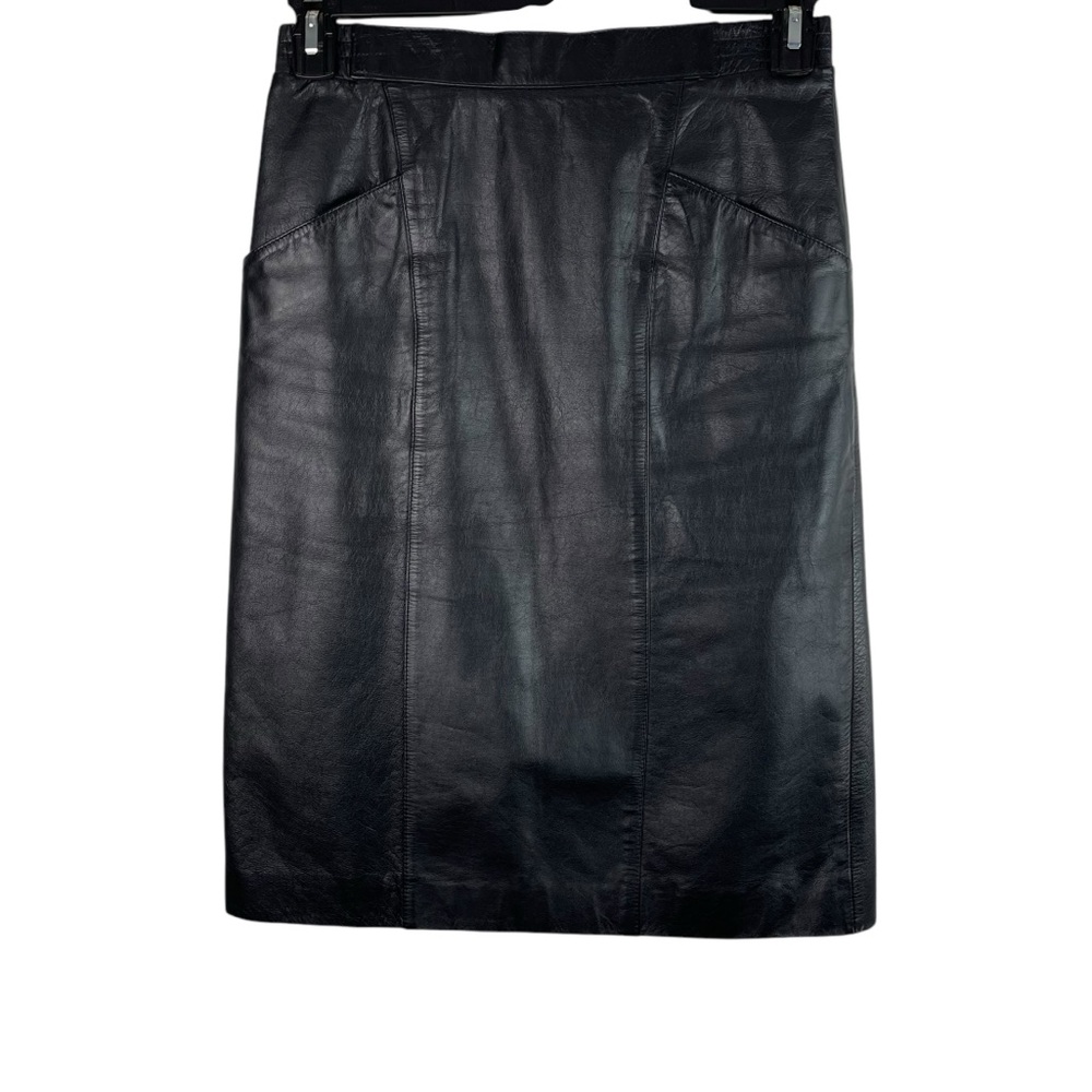 Pelle Pelle Vintage | Black Leather Lined Pencil Skirt
